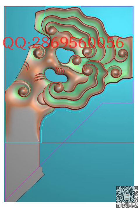 星qt002灵芝椅 靠背角花 165X250b_仿古沙发部件精雕图浮雕图